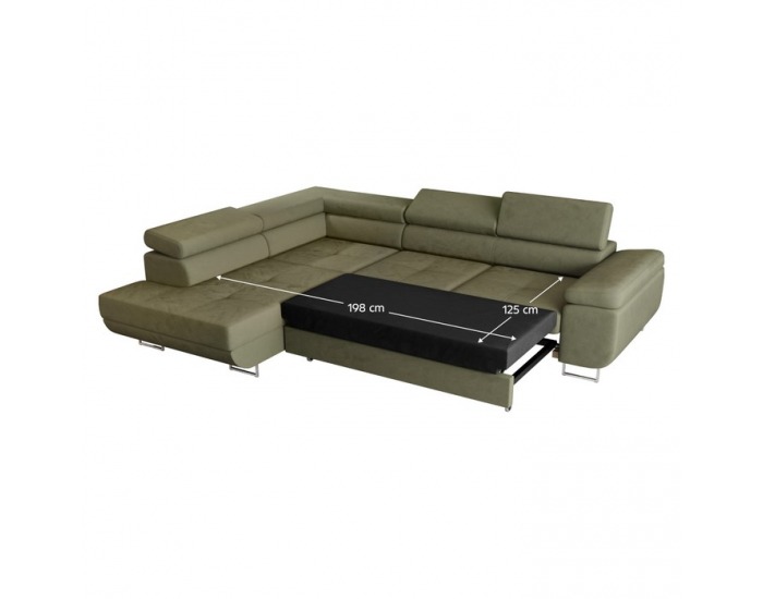 Rohová sedačka s rozkladom a úložným priestorom Anton Roh L - olivovo zelená