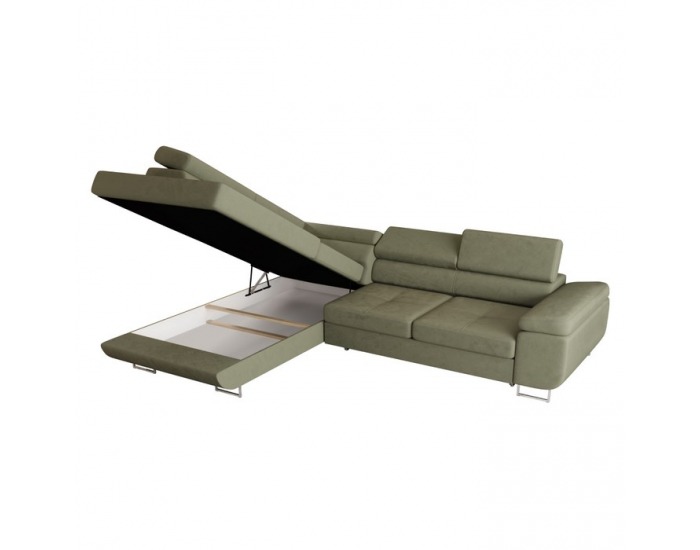 Rohová sedačka s rozkladom a úložným priestorom Anton Roh L - olivovo zelená