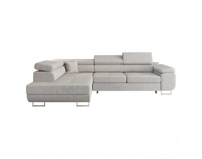 Rohová sedačka s rozkladom a úložným priestorom Anton Roh L - svetlosivá