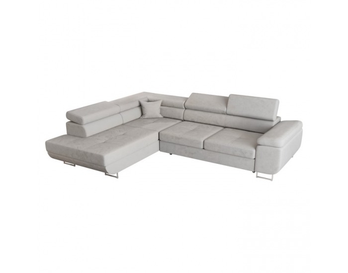 Rohová sedačka s rozkladom a úložným priestorom Anton Roh L - svetlosivá