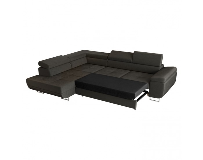 Rohová sedačka s rozkladom a úložným priestorom Anton Roh L - tmavosivá