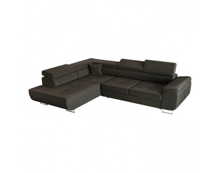 Rohová sedačka s rozkladom a úložným priestorom Anton Roh L - tmavosivá