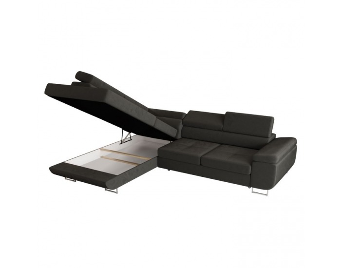 Rohová sedačka s rozkladom a úložným priestorom Anton Roh L - tmavosivá