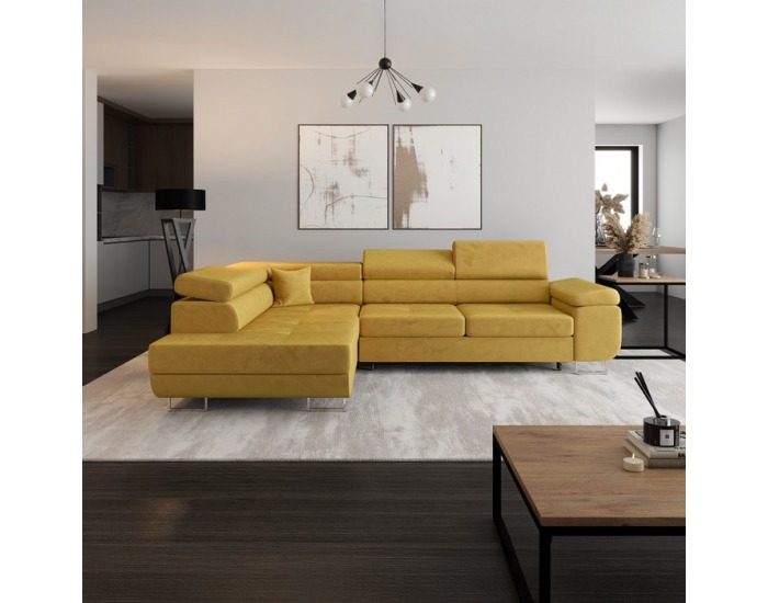 Rohová sedačka s rozkladom a úložným priestorom Anton Roh L - žltá