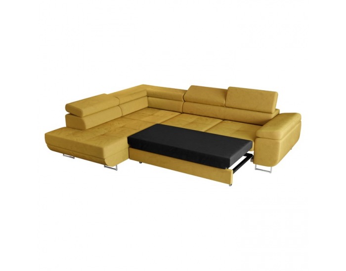 Rohová sedačka s rozkladom a úložným priestorom Anton Roh L - žltá