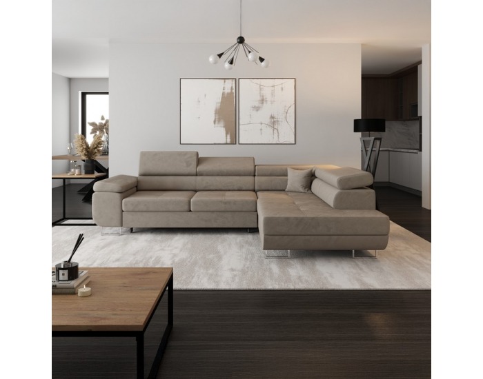 Rohová sedačka s rozkladom a úložným priestorom Anton Roh P - béžová