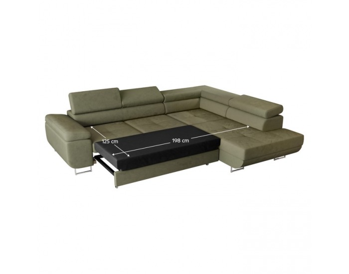 Rohová sedačka s rozkladom a úložným priestorom Anton Roh P - olivovo zelená