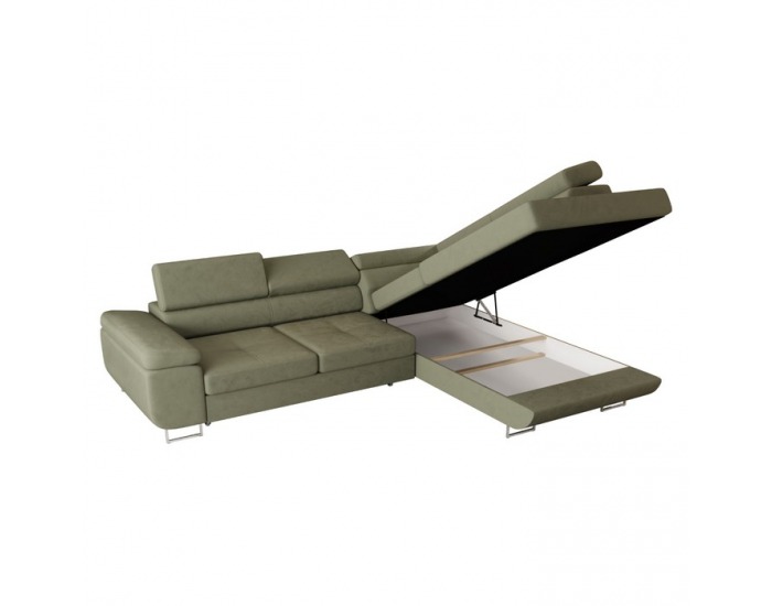 Rohová sedačka s rozkladom a úložným priestorom Anton Roh P - olivovo zelená