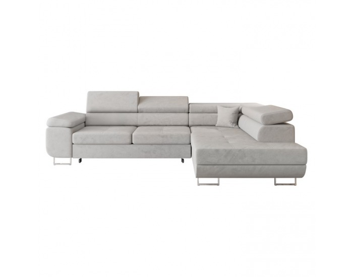 Rohová sedačka s rozkladom a úložným priestorom Anton Roh P - svetlosivá