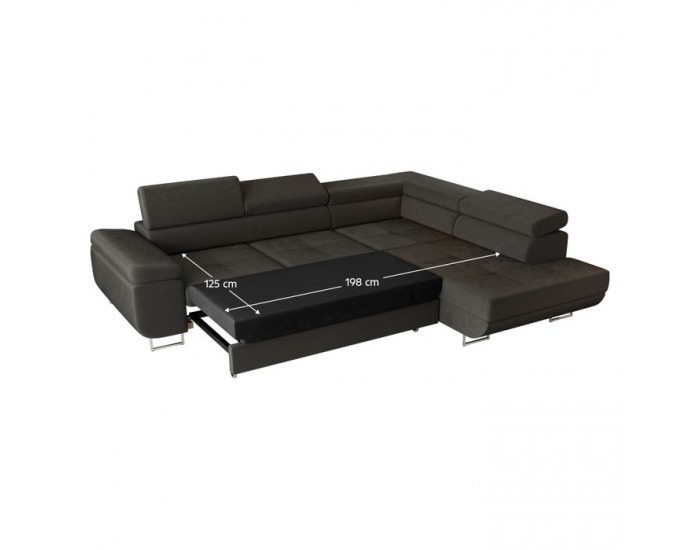Rohová sedačka s rozkladom a úložným priestorom Anton Roh P - tmavosivá