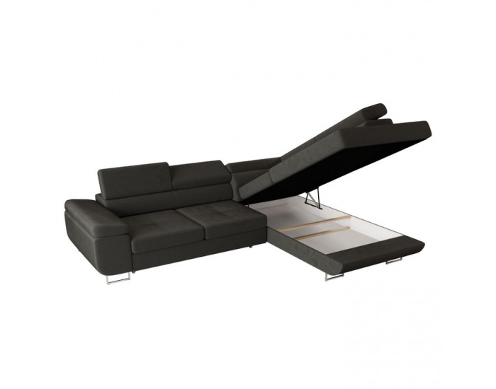 Rohová sedačka s rozkladom a úložným priestorom Anton Roh P - tmavosivá