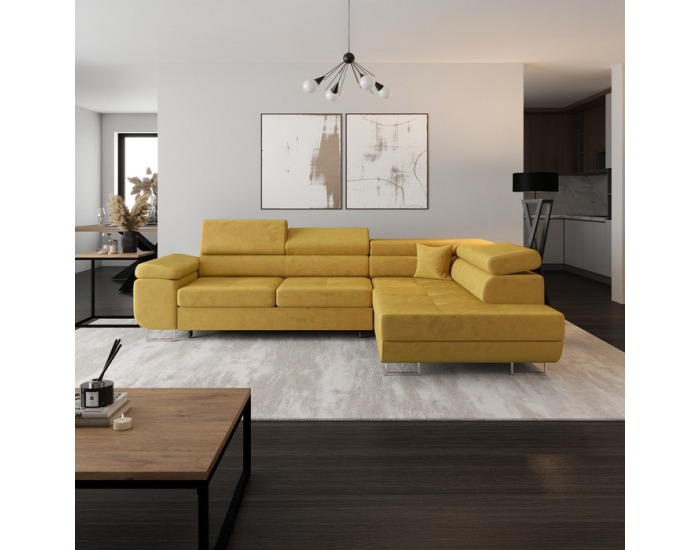 Rohová sedačka s rozkladom a úložným priestorom Anton Roh P - žltá