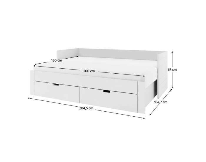 Rozkladacia posteľ s úložným priestorom Antony 90x200 cm - biela