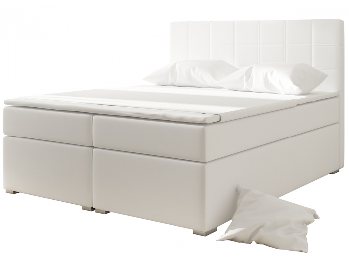 Čalúnená manželská posteľ s úložným priestorom Anzia 180 - biela