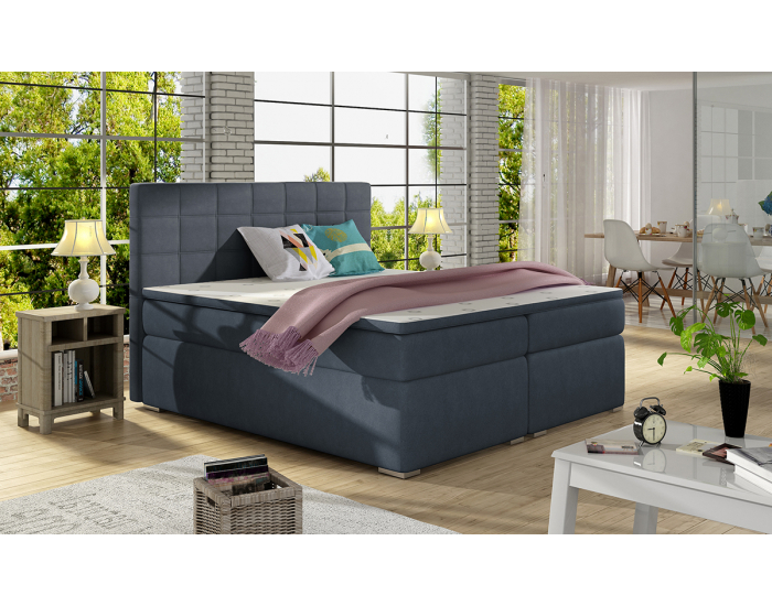 Čalúnená manželská posteľ s úložným priestorom Anzia 180 - modrá