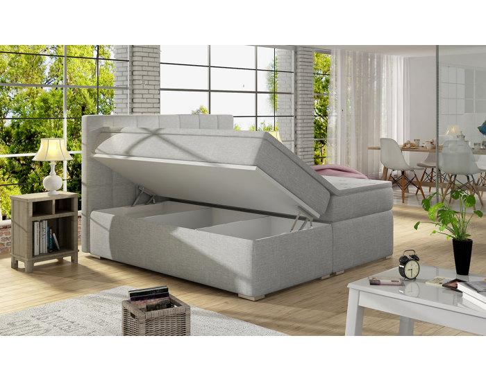 Čalúnená manželská posteľ s úložným priestorom Anzia 180 - sivá