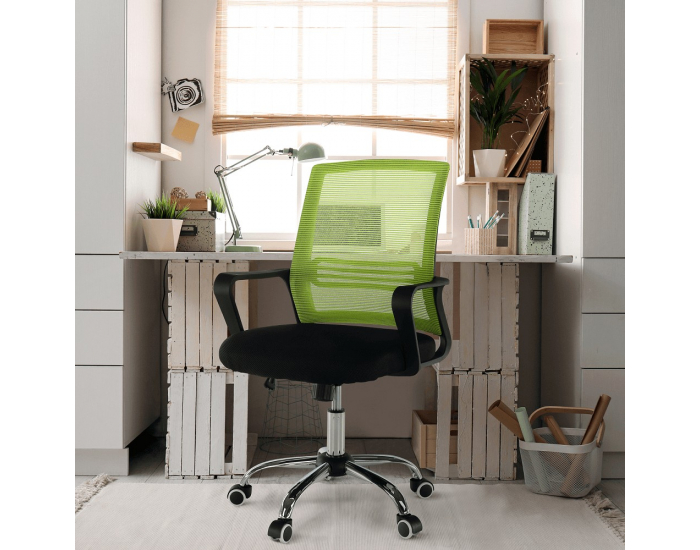 Kancelárska stolička s podrúčkami Apolo - zelená / čierna