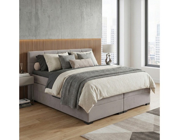 Boxspringová manželská pocketová posteľ April 160x200 cm - sivohnedá (taupe)