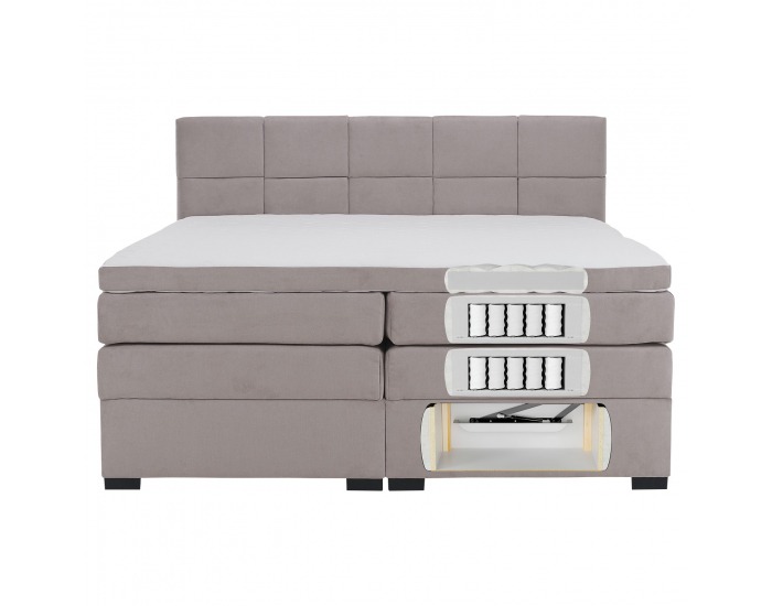 Boxspringová manželská pocketová posteľ April 160x200 cm - sivohnedá (taupe)