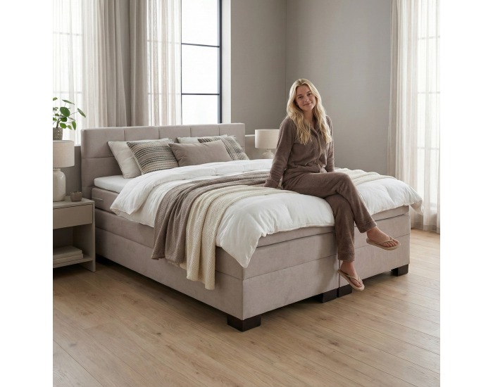 Boxspringová manželská pocketová posteľ April 160x200 cm - sivohnedá (taupe)