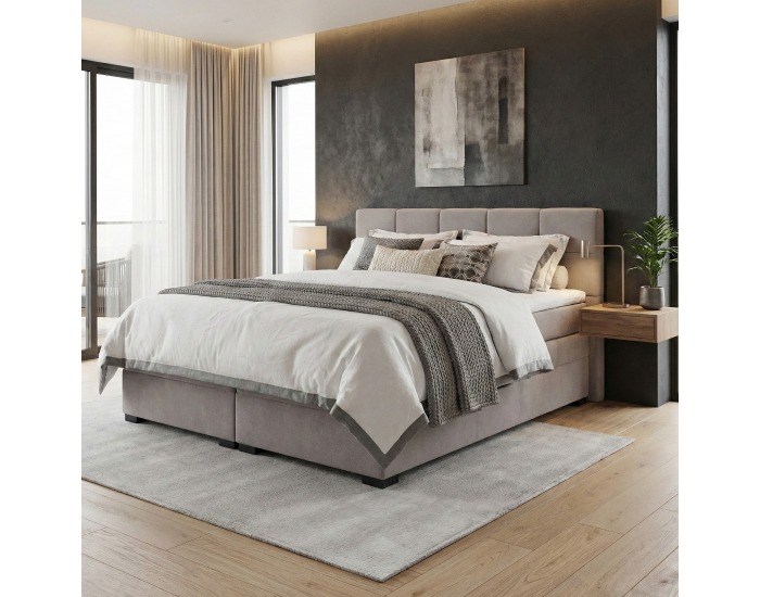Boxspringová manželská pocketová posteľ April 160x200 cm - sivohnedá (taupe)