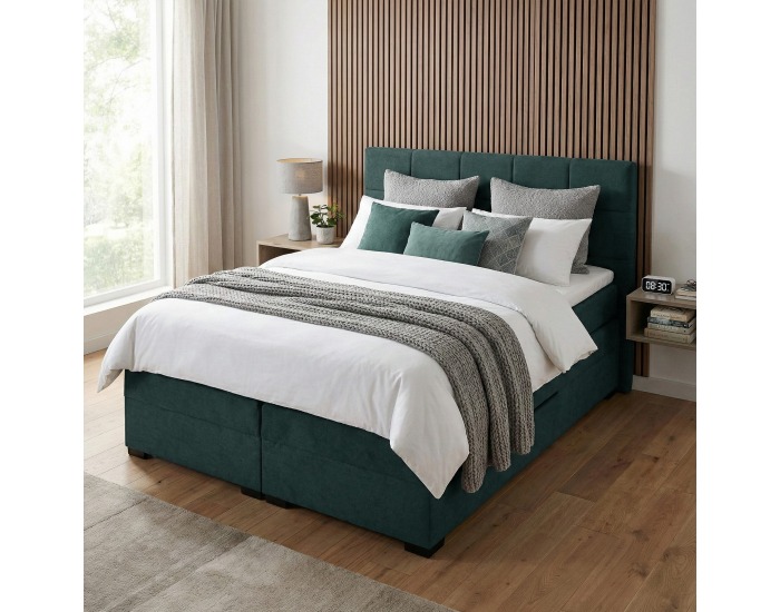 Boxspringová manželská pocketová posteľ April 160x200 cm - zelená