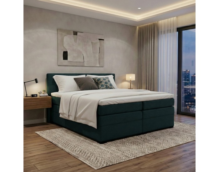 Boxspringová manželská pocketová posteľ April 160x200 cm - zelená