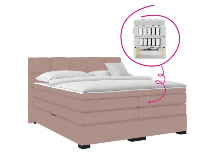 Boxspringová manželská pocketová posteľ April 180x200 cm - ružová
