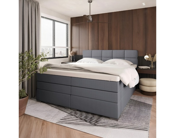 Boxspringová manželská pocketová posteľ April 180x200 cm - sivá