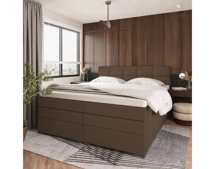 Boxspringová manželská pocketová posteľ April 200x200 cm - hnedá