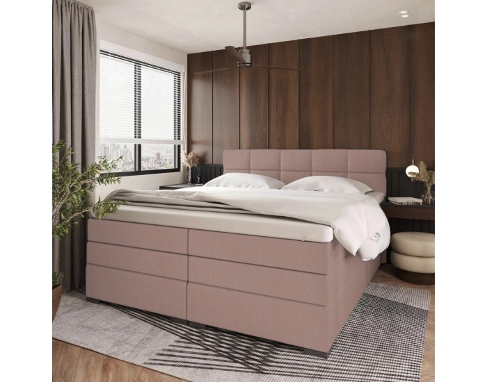 Boxspringová manželská pocketová posteľ April 200x200 cm - ružová