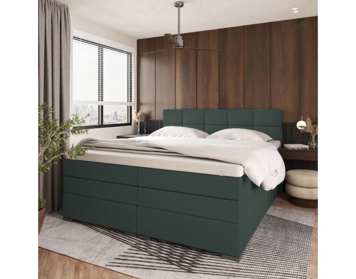 Boxspringová manželská pocketová posteľ April 200x200 cm - zelená