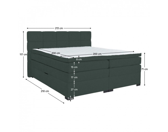Boxspringová manželská pocketová posteľ April 200x200 cm - zelená
