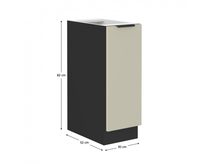 Dolná kuchynská skrinka s výsuvným košom Araka 30 D Cargo BB - kašmír / čierna