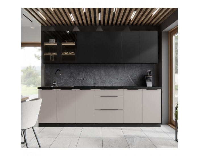 Horná kuchynská skrinka Araka 60 GU-36 1F - kašmír / čierna
