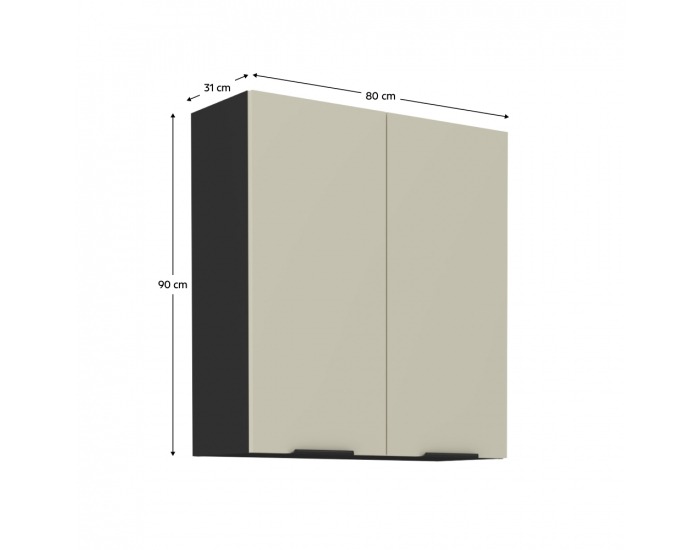 Horná kuchynská skrinka Araka 80 G-90 2F - kašmír / čierna
