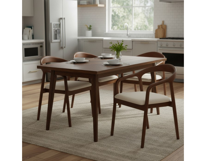 Jedálenská stolička Ardet - orech / béžová