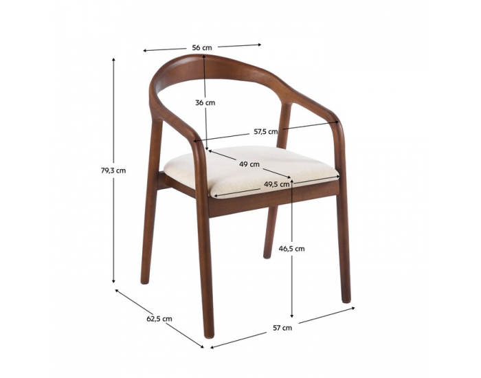 Jedálenská stolička Ardet - orech / béžová