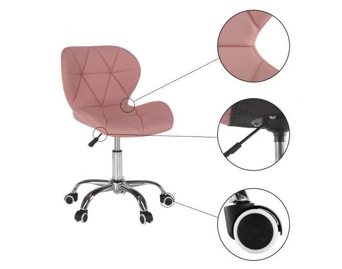 Kancelárske kreslo Argus - ružová (Velvet) / chróm