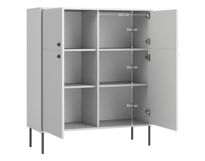 Štvordverová komoda Aris 2D2D - sivá / čierna