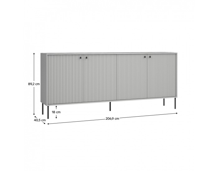 Štvordverová komoda Aris 4D - sivá / čierna