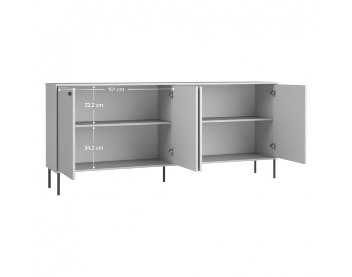 Štvordverová komoda Aris 4D - sivá / čierna