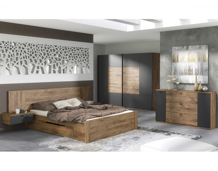 Nočný stolík Armeny 8XX3AT1L L - dub ribeck / tmavý grafit