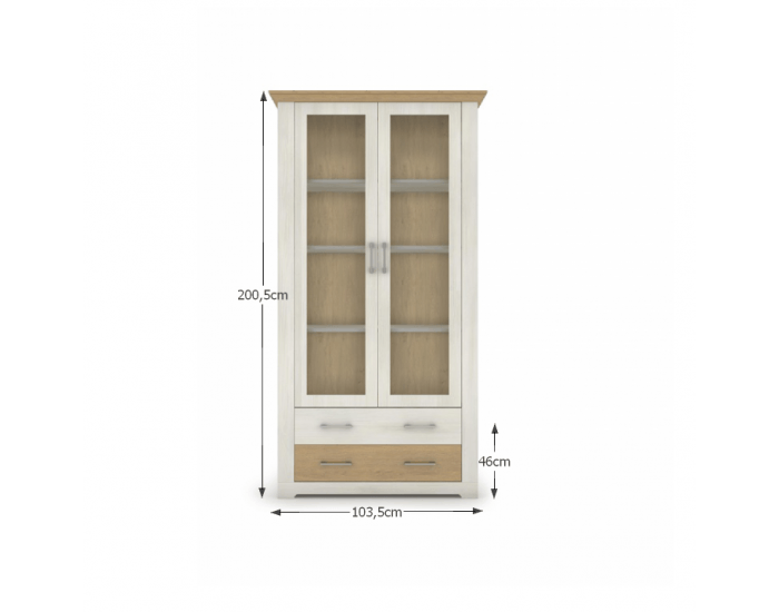 Dvojdverová vitrína Armond Typ 4 - sosna nordická / dub kamenný