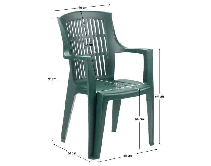 Záhradné stohovateľné kreslo Arpoa - zelená