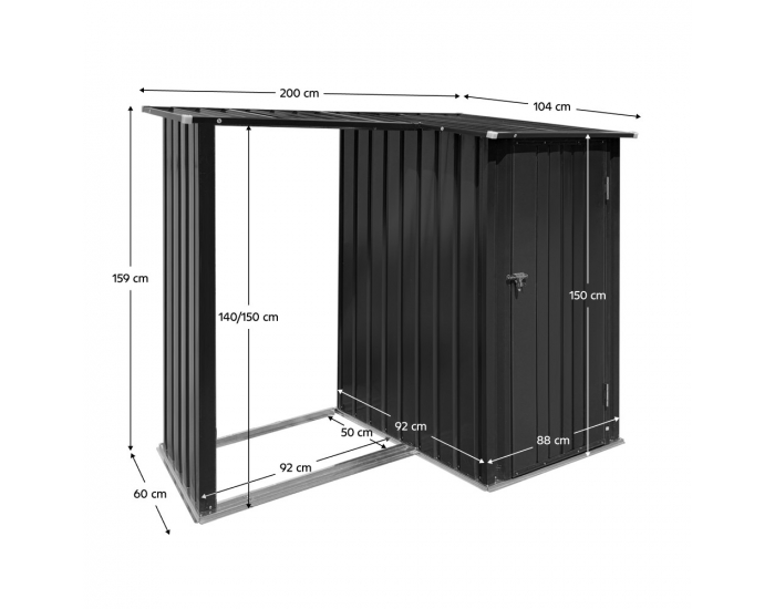 Prístrešok na drevo s kôlňou Arpol Typ 1 200x104x159 cm - antracit
