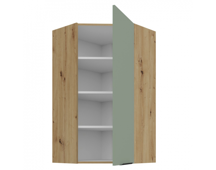 Horná rohová kuchynská skrinka Arsany 60x60 GN-108 1F - aquamarine / dub artisan
