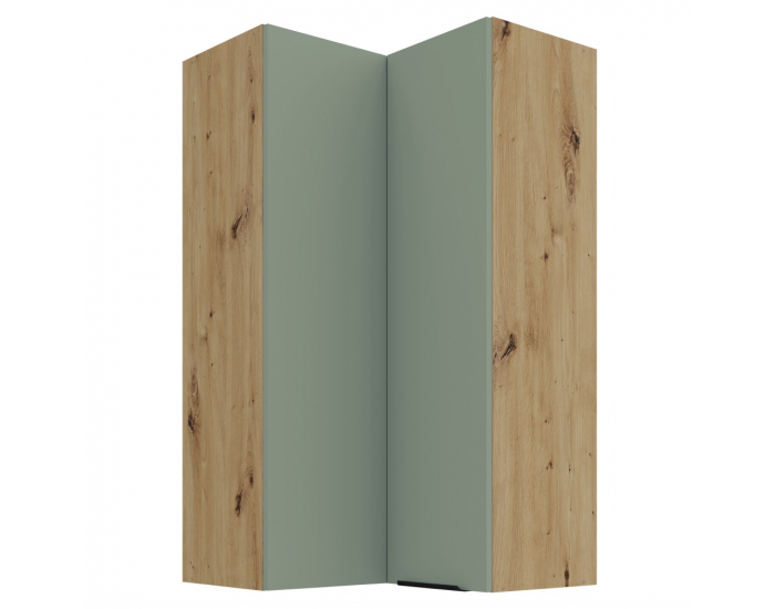 Horná rohová kuchynská skrinka Arsany 60x60 GN-108 2F - aquamarine / dub artisan
