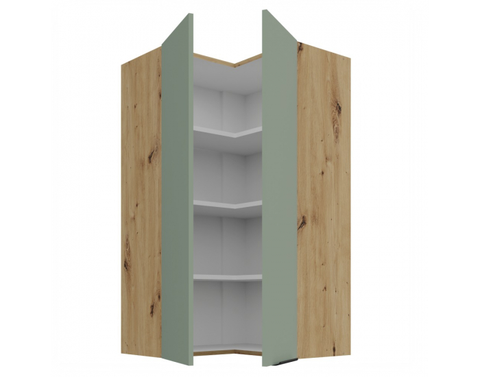 Horná rohová kuchynská skrinka Arsany 60x60 GN-108 2F - aquamarine / dub artisan