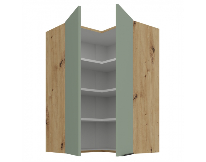 Horná rohová kuchynská skrinka Arsany 60x60 GN-90 2F - aquamarine / dub artisan